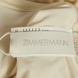 Pre Owned Zimmermann Cream Floral Jersey Waverly Wide Link Swimsuit S