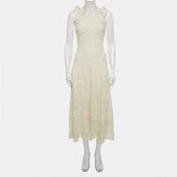 Pre Owned Zimmermann Cream Anneke Patchwork Knit Midi Dress S