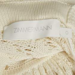 Pre Owned Zimmermann Cream Anneke Patchwork Knit Midi Dress S