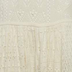 Pre Owned Zimmermann Cream Anneke Patchwork Knit Midi Dress S