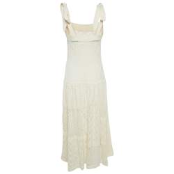 Pre Owned Zimmermann Cream Anneke Patchwork Knit Midi Dress S