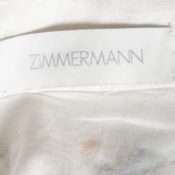 Pre Owned Zimmermann Off-White Embroidered Cotton Open Back Carnaby Dress M