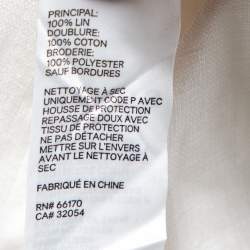 Pre Owned Zimmermann Off-White Embroidered Cotton Open Back Carnaby Dress M