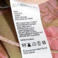Pre Owned Zimmermann Multicolor Rose Printed Silk Ruffled Lovestruck Slip Dress M