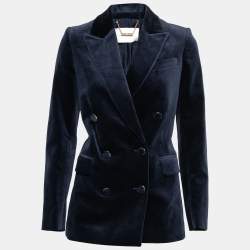 Zimmermann Navy Blue Velvet Double Breasted Jacket XS