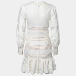 مملوكة مسبقًا Zimmermann Ivory Linen Crochet Trimmed Mini Dress M
