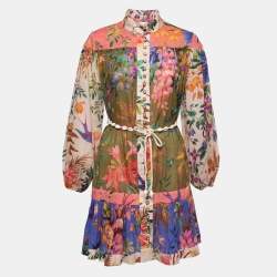 Zimmermann Multicolor Floral Printed Cotton Tropicana Mini Dress M