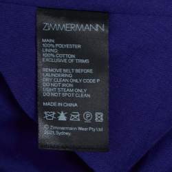 Pre Owned Zimmermann Purple Plisse Taffeta Midi Dress M
