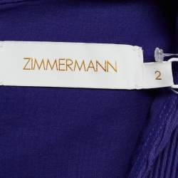 Pre Owned Zimmermann Purple Plisse Taffeta Midi Dress M