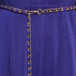 Pre Owned Zimmermann Purple Plisse Taffeta Midi Dress M