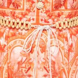 Zimmermann Red Printed Linen Belted Mini Dress M