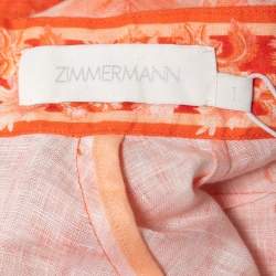 Zimmermann Red Printed Linen Belted Mini Dress M