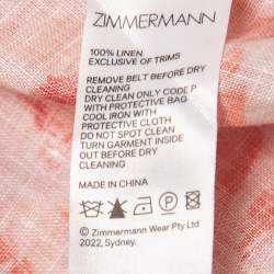 Zimmermann Red Printed Linen Belted Mini Dress M