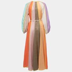 Pre Owned Zimmermann Multicolor Paneled Linen Belted Lola Maxi Dress M