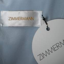 Pre Owned Zimmermann Blue Floral Lace Draped Plunge Midi Dress L