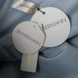 Pre Owned Zimmermann Blue Floral Lace Draped Plunge Midi Dress L