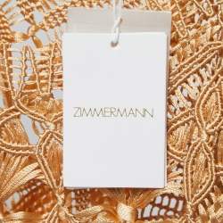 Zimmermann Gold Kaleidoscope Macrame Fringed Dress M