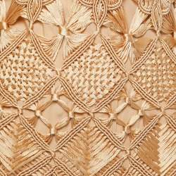 Zimmermann Gold Kaleidoscope Macrame Fringed Dress M