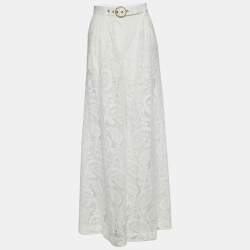 Zimmermann White Lace Wide Leg belted Donna Trousers XS