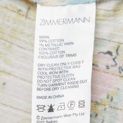 Pre Owned Zimmermann Cream Floral Printed Cotton Tiered Midi Dress M