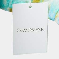 Zimmermann Blue/Green Printed Linen Twist Crop Top M