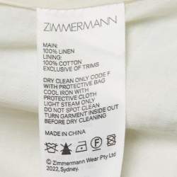 Pre Owned Zimmermann Green Printed Linen High Tide Frilled Midi Dress L