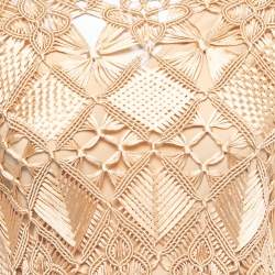 Pre Owned Zimmermann Gold Kaleidoscope Macrame Fringed Dress M