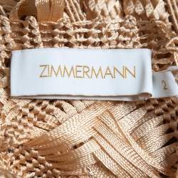 Pre Owned Zimmermann Gold Kaleidoscope Macrame Fringed Dress M