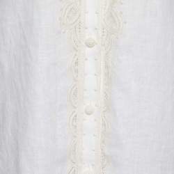 Pre Owned Zimmermann Off White Line & Lace Embroidered Laurel Shirt S