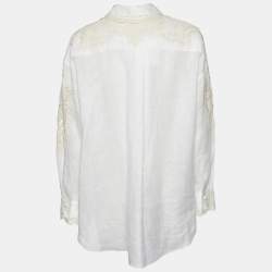 Pre Owned Zimmermann Off White Line & Lace Embroidered Laurel Shirt S