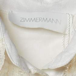 Pre Owned Zimmermann Off White Line & Lace Embroidered Laurel Shirt S