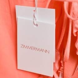 مملوكة مسبقًا Zimmermann Coral Pink Linen Floral Appliquéd One-Shoulder Dress XL