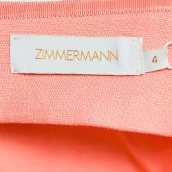 مملوكة مسبقًا Zimmermann Coral Pink Linen Floral Appliquéd One-Shoulder Dress XL