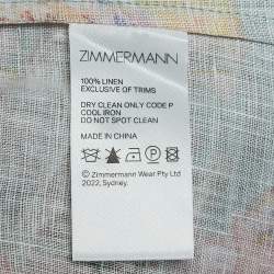 Pre Owned Zimmermann Green Floral Printed Linen Bandeau Midi Dress XL