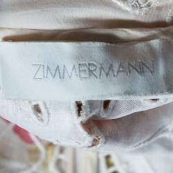 Pre Owned Zimmermann Multicolor Floral Printed Linen Bonita Embroidered Belted Mini Dress M