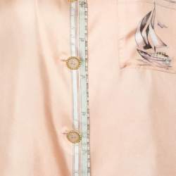 Pre Owned Zimmermann Peach Pink Odyssey Printed Silk High Tide Oversized Shirt S