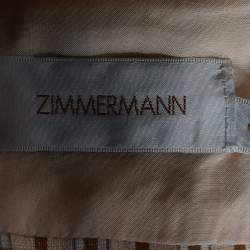 Zimmermann Light Pink Striped Painted Heart Linen Flutter Crop Top & Wide Leg Pants M
