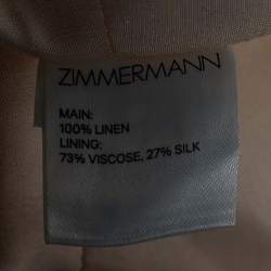 Zimmermann Light Pink Striped Painted Heart Linen Flutter Crop Top & Wide Leg Pants M