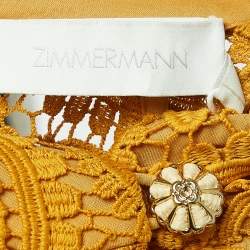 Pre Owned Zimmermann Yellow Paisley Lace Anneke Mini Dress M