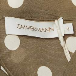 Zimmermann Green Polka Dot Silk-Blend Belted Midi Dress S