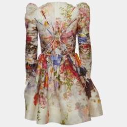 Pre Owned Zimmermann Multicolor Floral Print Linen-Blend Mini Dress S