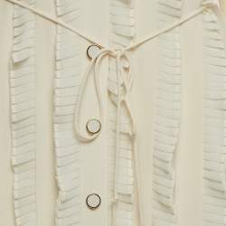 Pre Owned Zimmermann Ivory White Silk Pleated Frill Midi Dress S