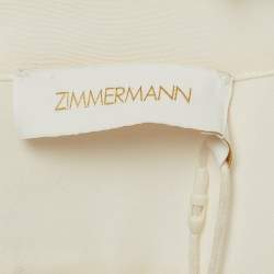 Pre Owned Zimmermann Ivory White Silk Pleated Frill Midi Dress S