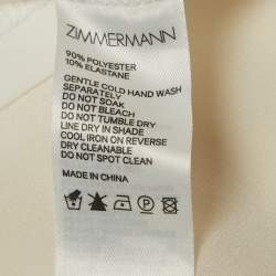 Pre Owned Zimmermann Ivory White Silk Pleated Frill Midi Dress S