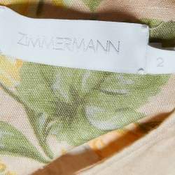 مملوكة مسبقًا Zimmermann Beige Floral Printed Linen Corset Mini Dress M