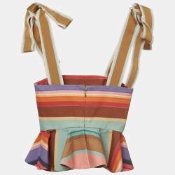 Pre Owned Zimmermann Multicolor Printed Cotton Peplum Top S