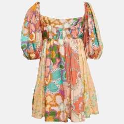 Zimmermann Multicolor Floral Print Linen Lola Panelled Mini Dress M