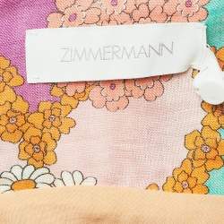 Zimmermann Multicolor Floral Print Linen Lola Panelled Mini Dress M