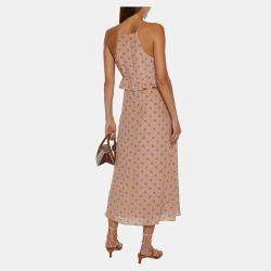 Pre Owned Zimmermann Pink Polka-Dot Silk Midi Dress M