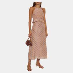 Pre Owned Zimmermann Pink Polka-Dot Silk Midi Dress M